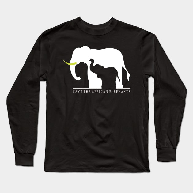 Save the African Elephants (Black) Long Sleeve T-Shirt by SakuraDragon